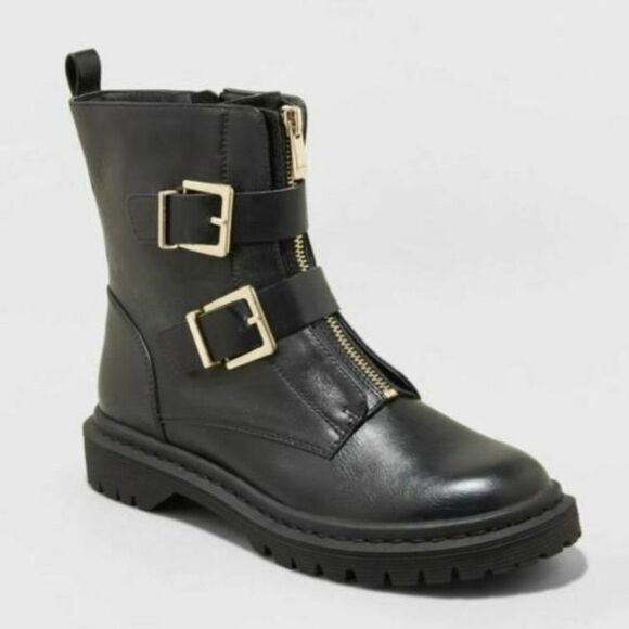 Universal Thread Shoes - Universal Thread Double Buckle Combat Boots - Womens 6.5 -NEW